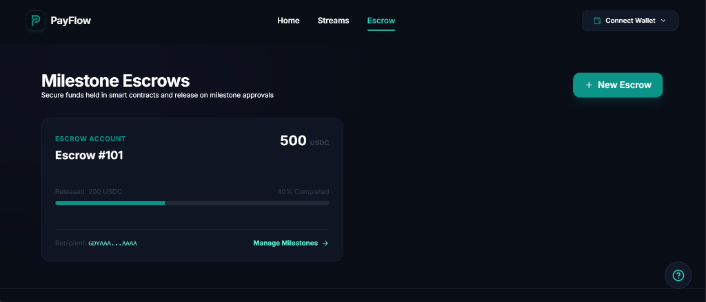PayFlow Protocol Escrow Page